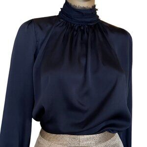 🦋🌸 HOST PICK 🦋🌸 Zara Long Sleeve Workwear Office Party Navy Blouse XS NWOT